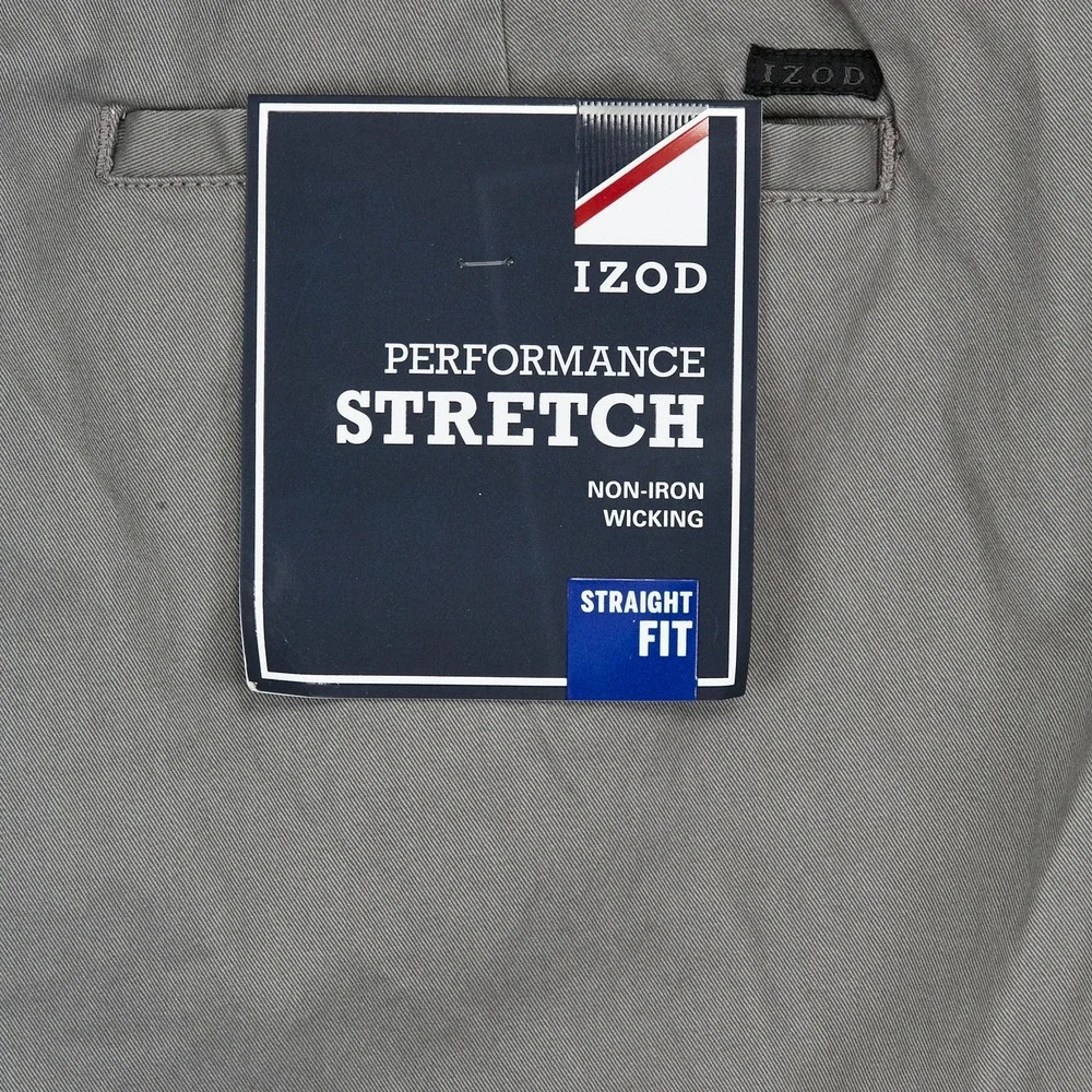 IZOD Performance Stretch Pants Mens 42x32 Grey Straight Smoked Pearl - Picture 5 of 15